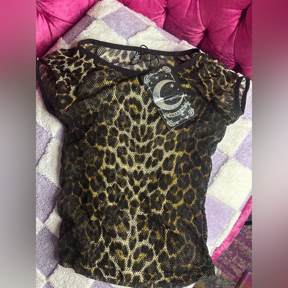Killstar leopard print fishnet short sleeve